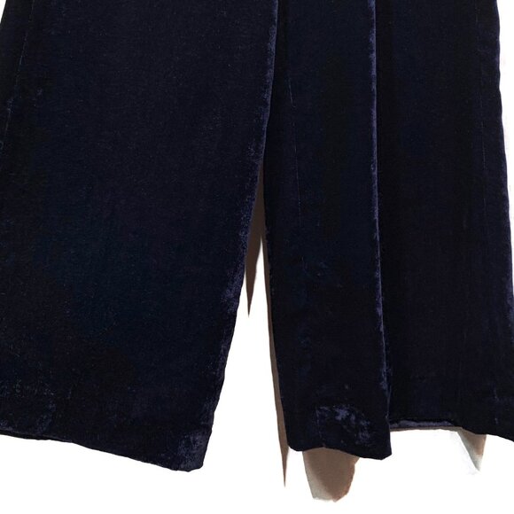 Nili Lotan Navy Blue Velvet Wide Leg Trousers - Picture 5 of 8